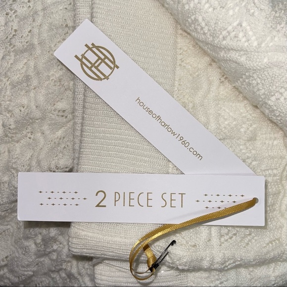 HOUSE OF HARLOW Crochet 2 Piece Set Peplum Crop Top Fit & Flare Skirt Ruffle Hem - Picture 6 of 7